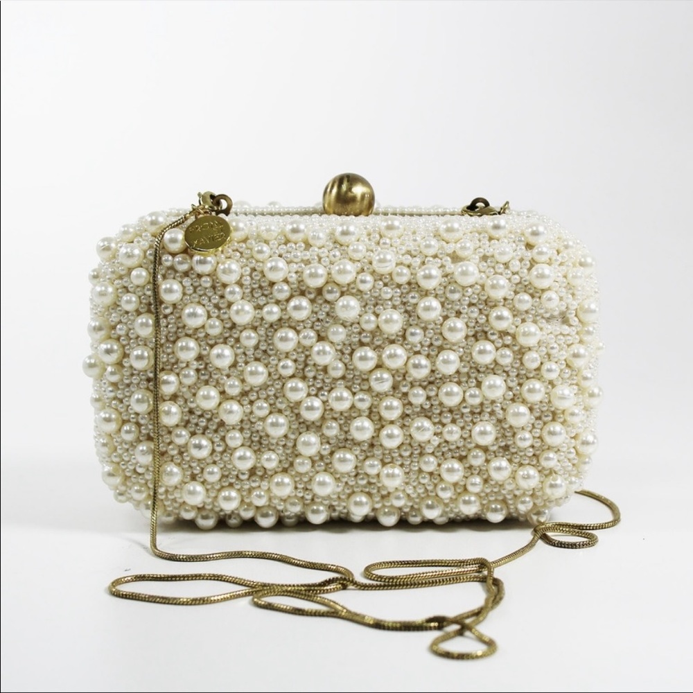 Bridal Clutch Bag with Gold Crossbody Chain